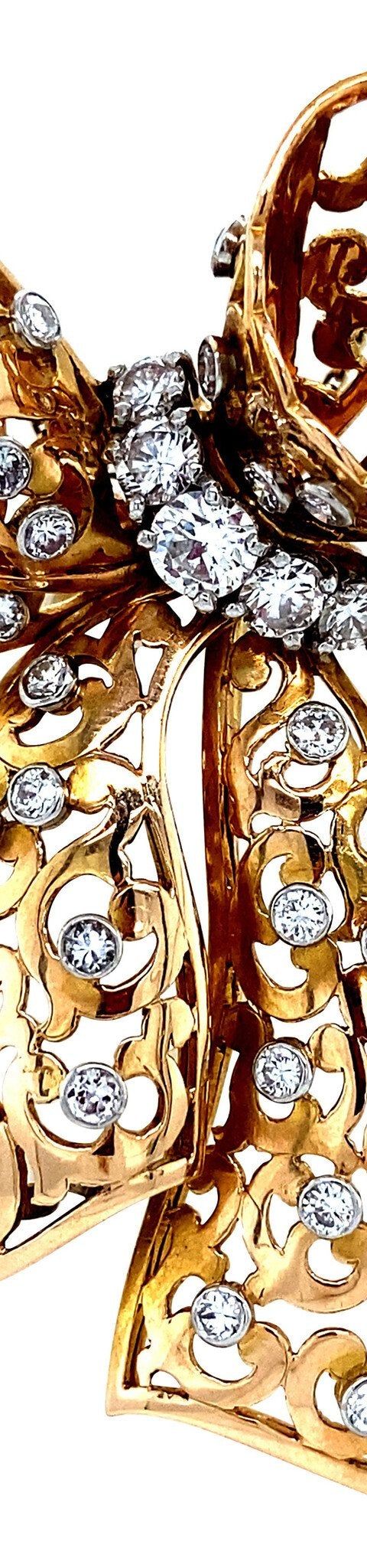 Vintage 14K Gold Bow Pendant with Diamond